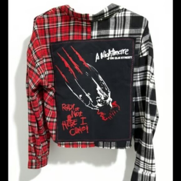 Tops - Upcycled Nightmare on Elm Street Half & Half Flannel – Size L